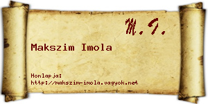 Makszim Imola névjegykártya